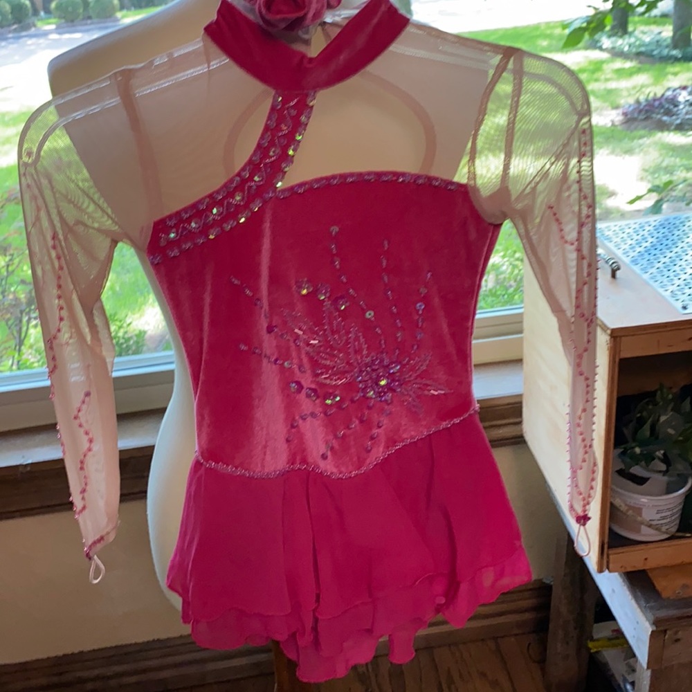 Pink sequence skating dress